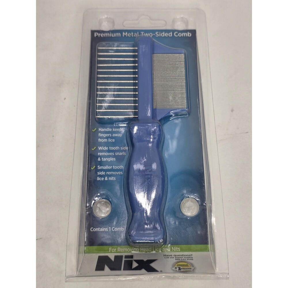 Nix Premium Metal Two-Sided Comb Lice & Nits Remover & Hair Detangler 1 Count